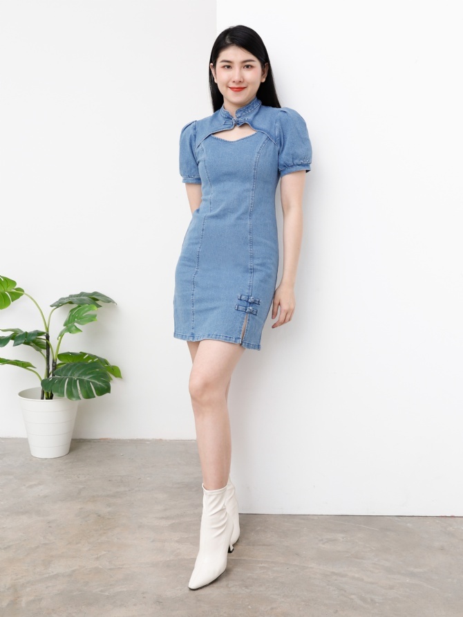 Cheong Sam Denim Dress 25264