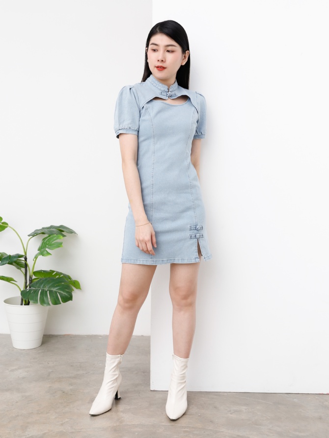 Cheong Sam Denim Dress 25264