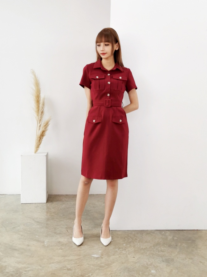 Formal Front Button Collar Dress 24868