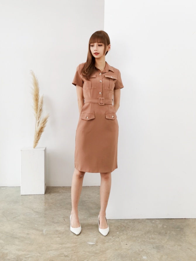Formal Front Button Collar Dress 24868