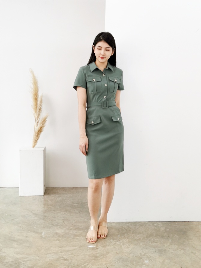 Formal Front Button Collar Dress 24868