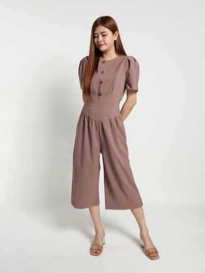 Formal Front Button Medium Long Bottoms Jumpsuit 16369