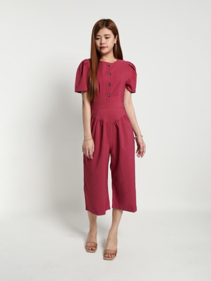 Formal Front Button Medium Long Bottoms Jumpsuit 16369