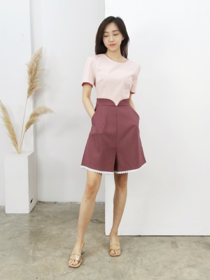 Two Tone V Shape Jumpsuit 16250