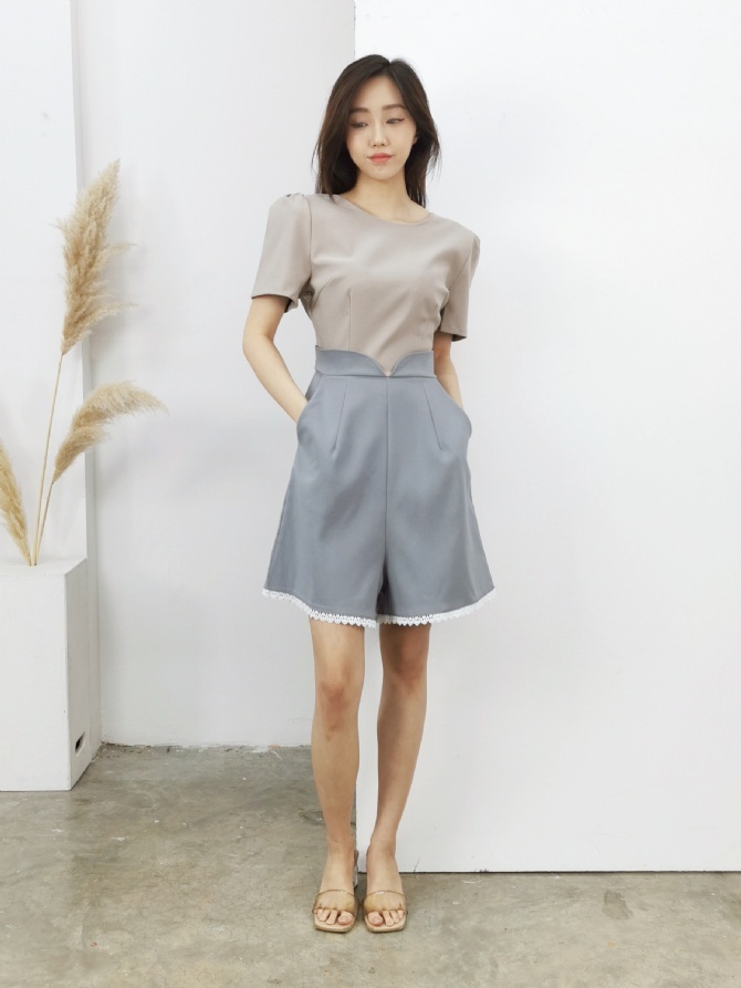 Two Tone V Shape Jumpsuit 16250