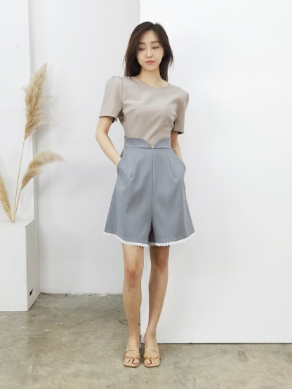 Two Tone V Shape Jumpsuit 16250