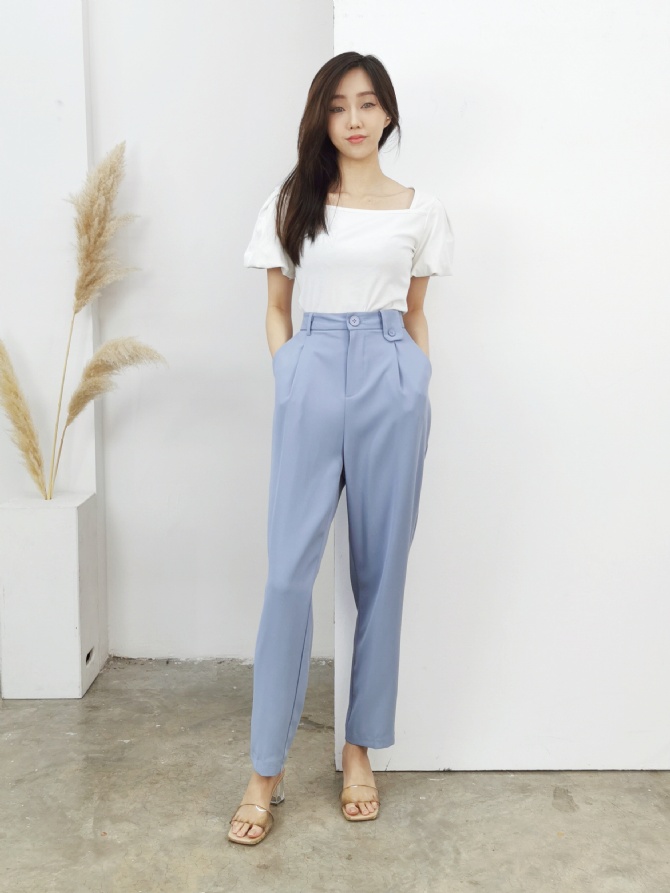 Formal With Front Button Basic Plain Long Pants 16302
