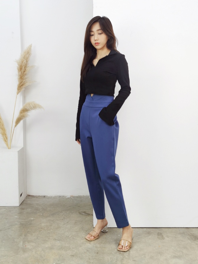 Collar Front Button Long Sleeve Top 24984