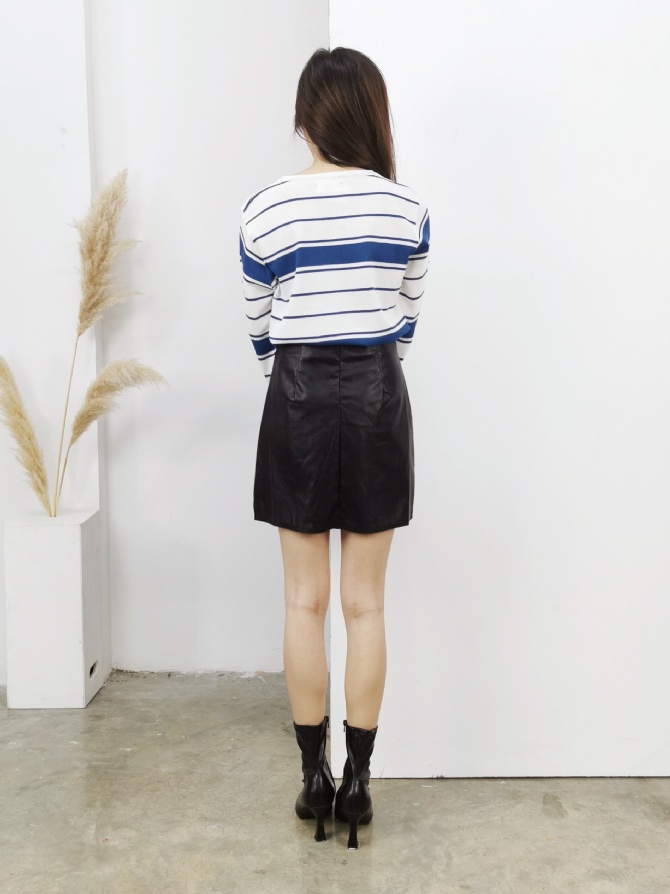 Stripe Front Button Knitted Top 25169