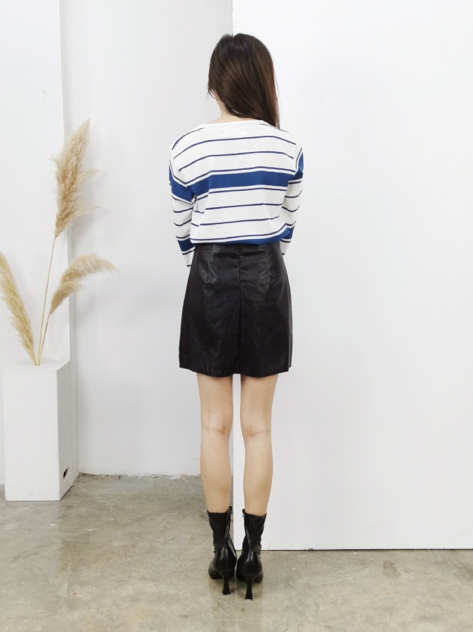 Stripe Front Button Knitted Top 25169