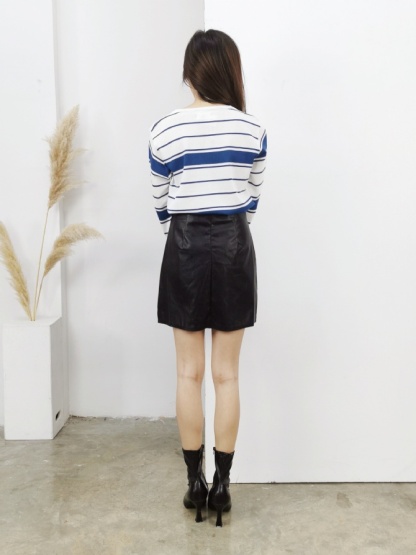 Stripe Front Button Knitted Top 25169