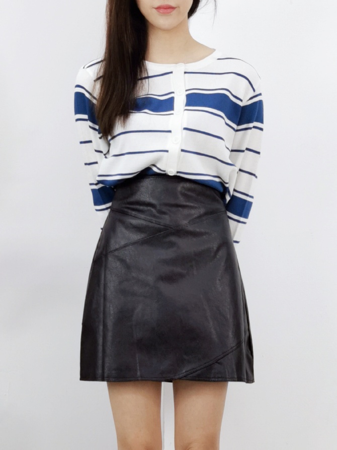 Stripe Front Button Knitted Top 25169
