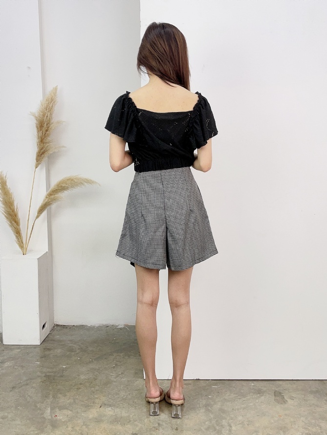 Checker Wrap Skirt Pants 16867