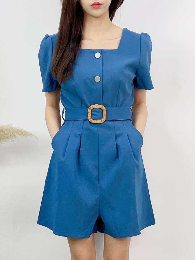 Square Neck Jumpsuit With Belt 16863