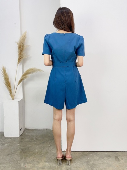 Square Neck Jumpsuit With Belt 16863