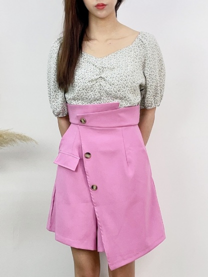 Two Tone Printed Flower Skirt Pants Jumpsuit 16865