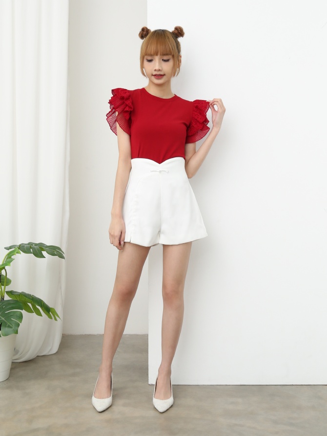 High Waist Back Zip Short Pant 25496