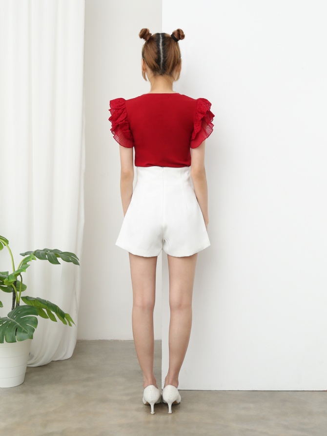 High Waist Back Zip Short Pant 25496
