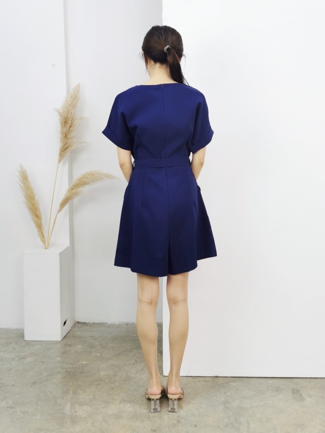 Short Sleeve Front Button Jumpsuit With Belt 16860