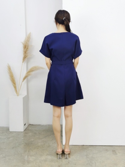 Short Sleeve Front Button Jumpsuit With Belt 16860