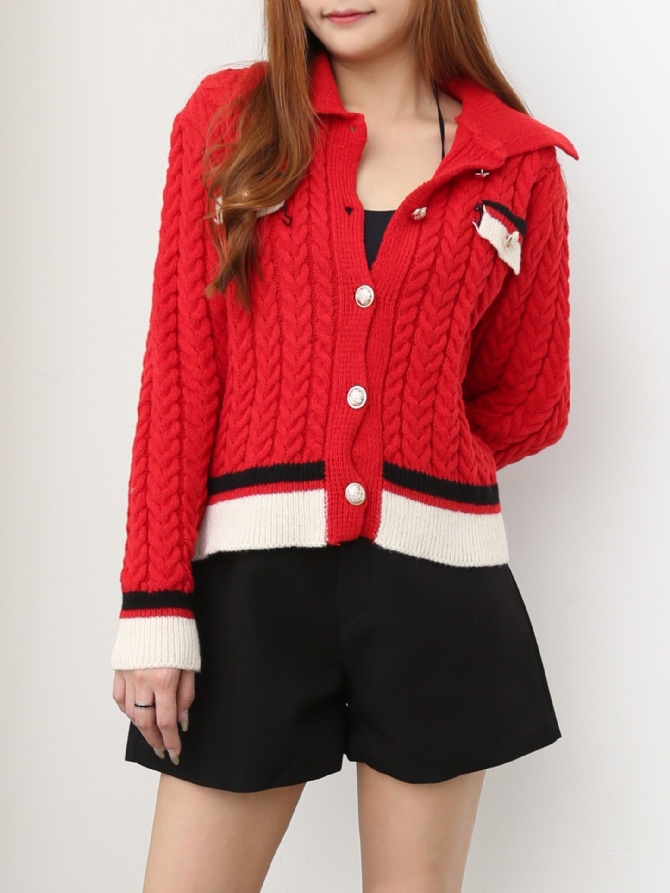 Knitted Front Button Top 25335