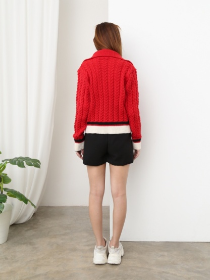Knitted Front Button Top 25335