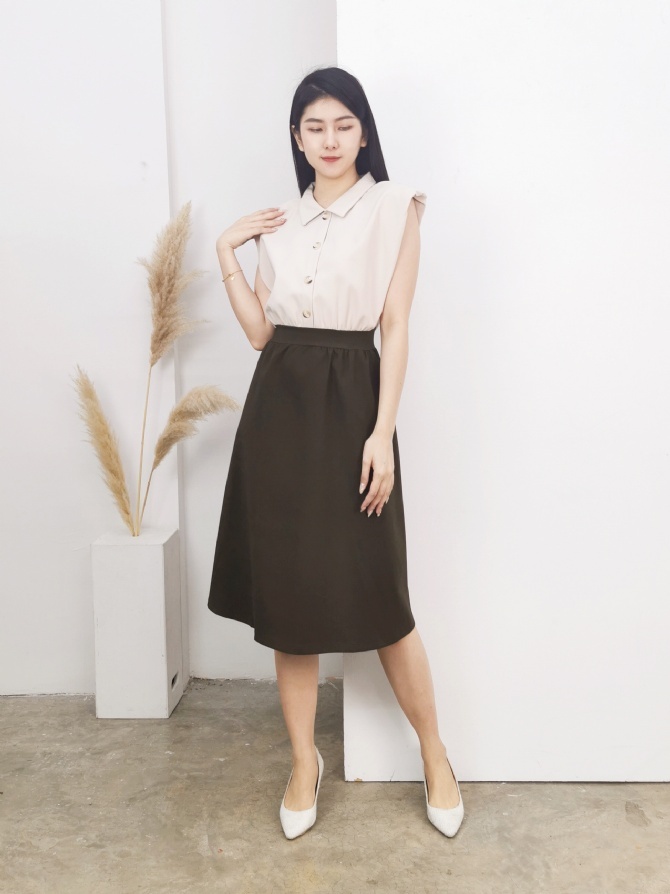 Two Tone Sleeveless Collar Dress 16251