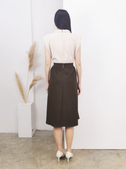 Two Tone Sleeveless Collar Dress 16251