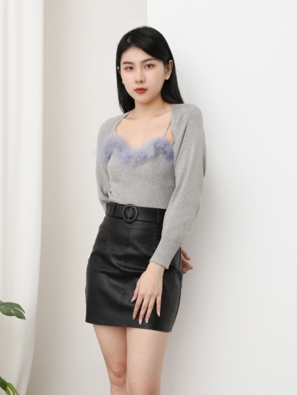 Knitted Fur Two Piece Set 25720