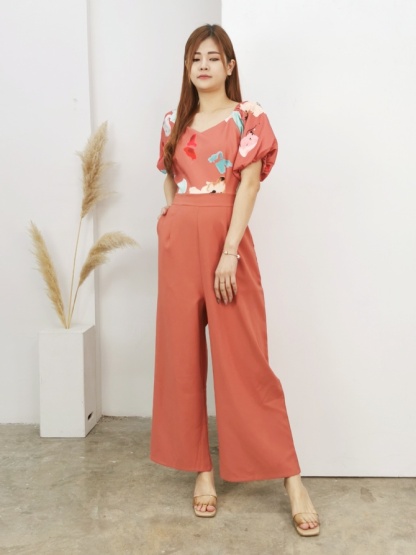 Puff Sleeve Sweetheart Neckline Jumpsuit 16252