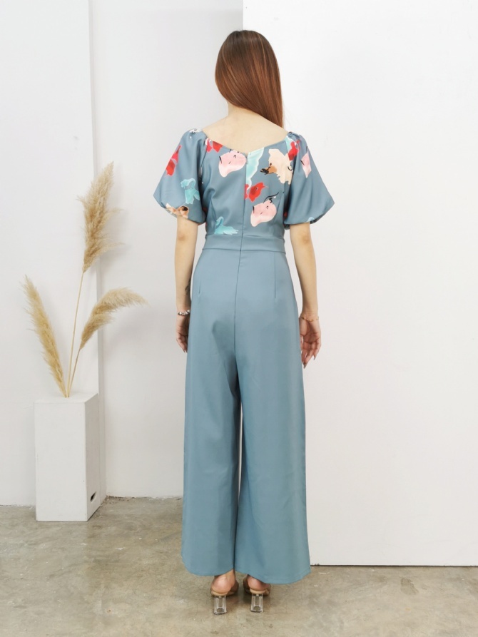 Puff Sleeve Sweetheart Neckline Jumpsuit 16252