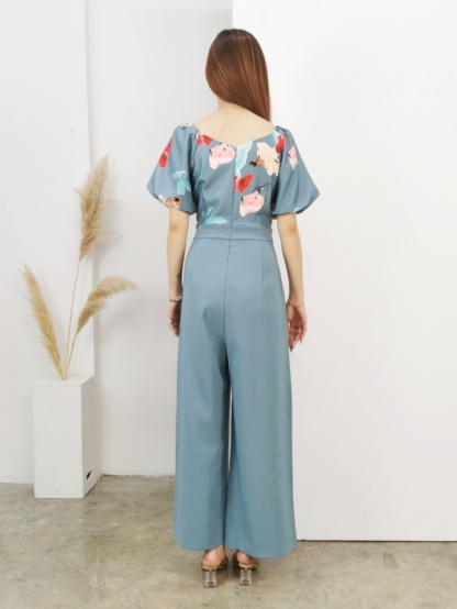 Puff Sleeve Sweetheart Neckline Jumpsuit 16252