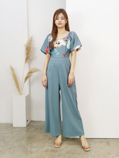 Puff Sleeve Sweetheart Neckline Jumpsuit 16252