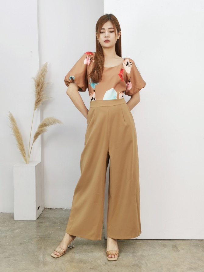 Puff Sleeve Sweetheart Neckline Jumpsuit 16252