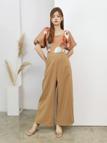 Puff Sleeve Sweetheart Neckline Jumpsuit 16252