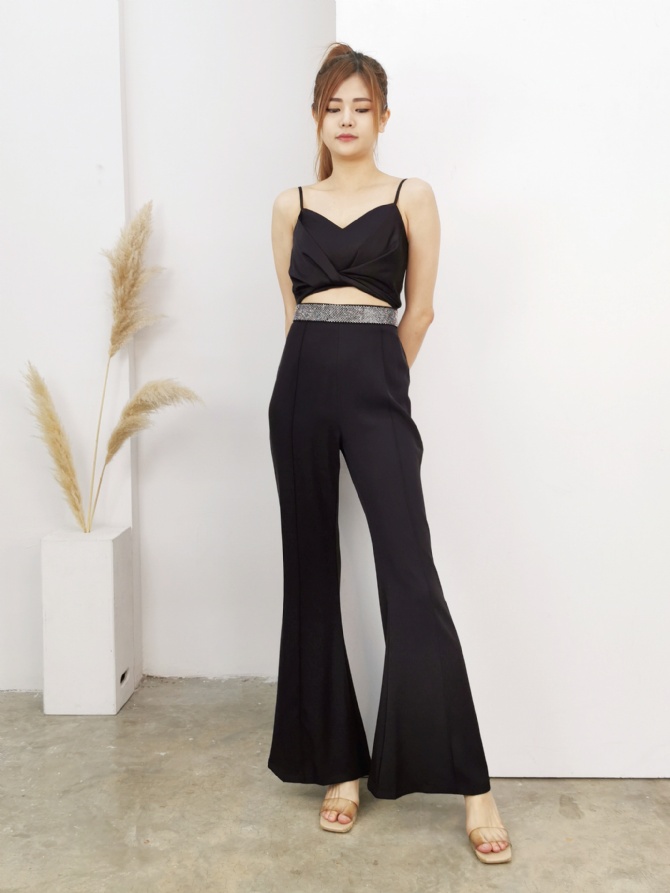 High Waist With Belt And Chain Overalls 16256