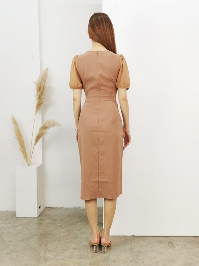 Square Neck Irregular Long Wrap Dress 17333