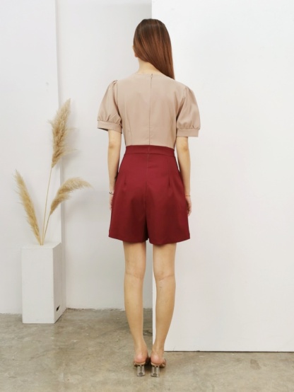 Two Tone V Neck With Fake Pocket Jumpsuit 17334