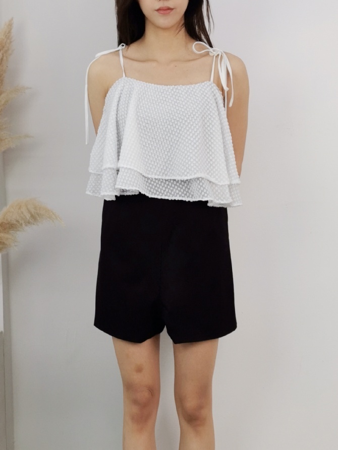 Two Tone Layered With Tie Up Jumpsuits 16028