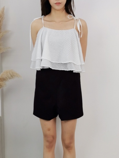 Two Tone Layered With Tie Up Jumpsuits 16028