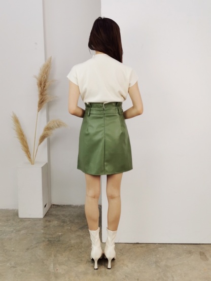 A Line Overlap With Belt Skirt 18164