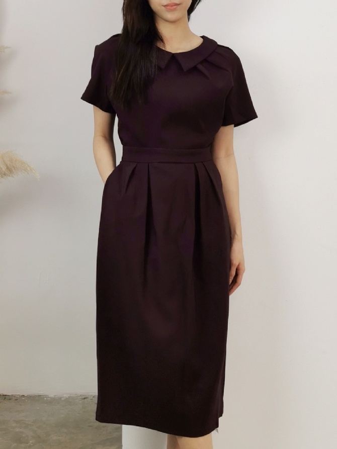 Collar Round Neck Top With Long Skirt Set 22977