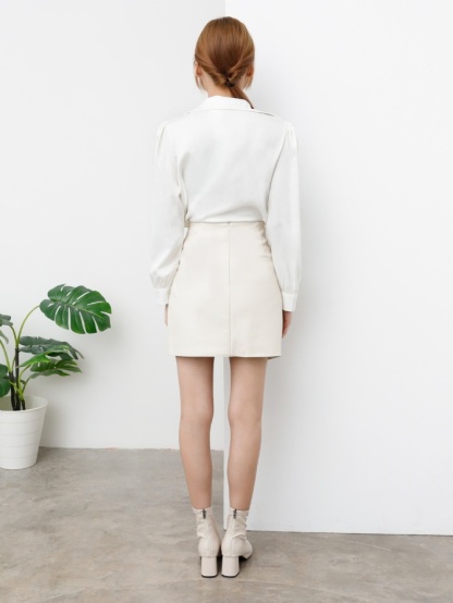 High Waist Side Pleated Wrap Skirt 25352