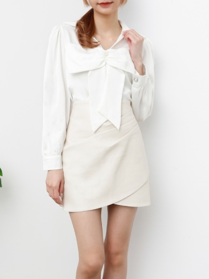 High Waist Side Pleated Wrap Skirt 25352