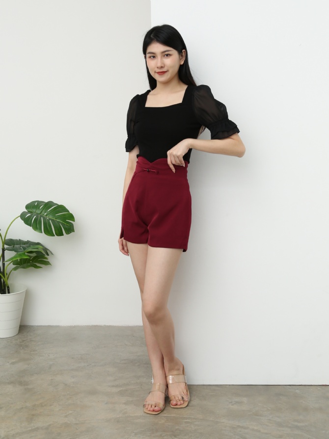 High Waist Back Zip Short Pant 25496