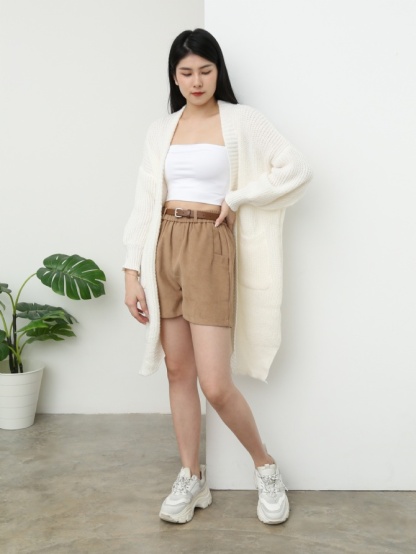 Waist Stretchable With Belt Short Pants 24979