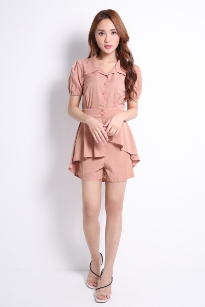 Front Button Top With Short Pants Set 9387