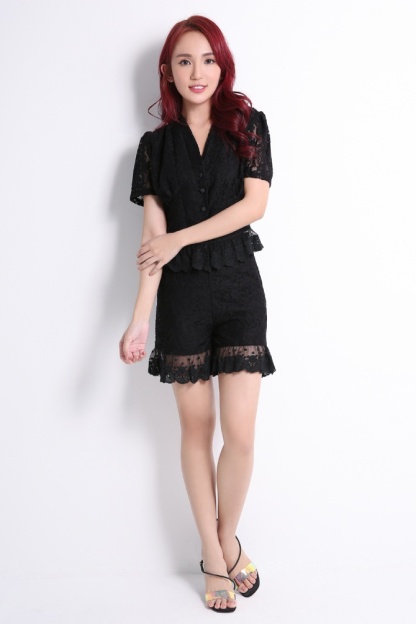 Lace Top With Lace Pants Set 10712