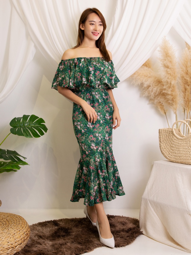 Off Shoulder Flower Dress 11528