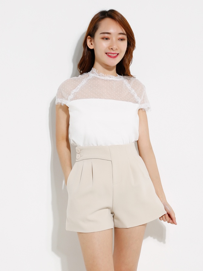 High Waisted Side Button Short Pants 12734